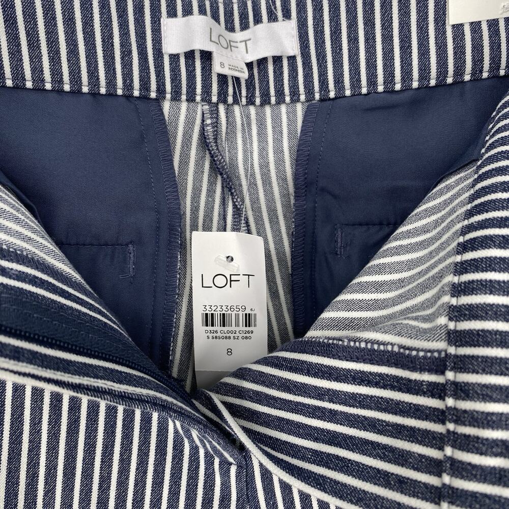 Loft The Riviera Slim Pin Striped Button Front Slacks Pants Women's Size 8 - Picture 3 of 10
